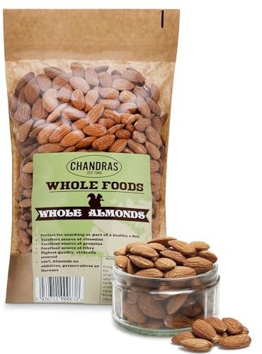 Chandra Whole Foods – Almonds 1KG - Low-GI Almonds for Snacking, Smoothies, Baking & Cooking - Gluten-Free, Keto & Vegan-Friendly, Rich in Protein & Vitamins & Fibre