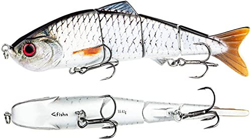 FISHN XXL Hecht Köder Bait Candy, Länge: 20 cm, Gewicht: 83 Gramm, Swimbait Kunstköder/Angelköder/Wobbler zum Angeln auf Raubfische wie Hecht, Zander, Dorsch (Silver)