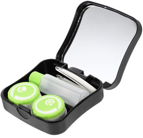 SUPVOX Caja de Lentes de Contacto Kit de Viaje Estuche Lentillas con Pinza Aplicador Palo Botella de Solución Patrón aleatorio