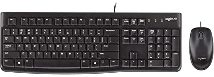 Logitech MK120 Desktop for Education with silicon cover, Wired Keyboard and Mouse for Windows, Optical Mouse, USB Plug-and-Play, Full-Size, Spill Resistant, PC/Laptop, QWERTY UK Layout - Black
