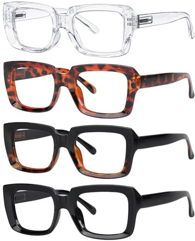 Eyekepper 4er Pack Damen Lesebrille - Stilvolle quadratische Lesebrille für Damen +2.50