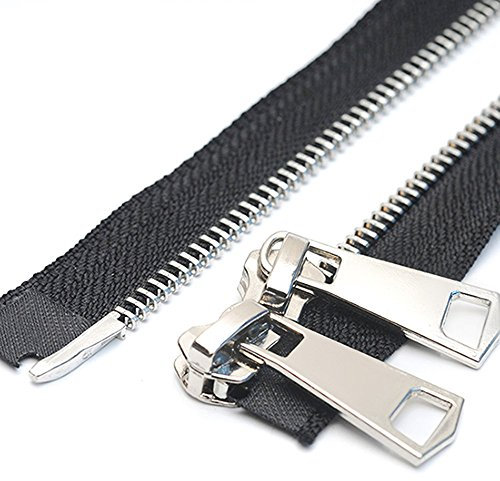 ByaHoGa 60 cm #5 separare cerniere lampo metallo Chiusure lampo a due vie divisibile per Jacket cucire cappotti giacca (TW Argento)