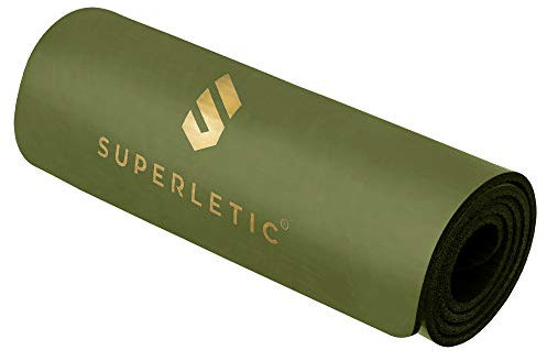 SUPERLETIC Tapis de yoga et de fitness, antidérapant avec sangle de transport, tapis de sol pour l'entraînement, sport, épais et confortable pour le Pilate, gymnastique à domicile (180 x 60 x 0.8 cm)