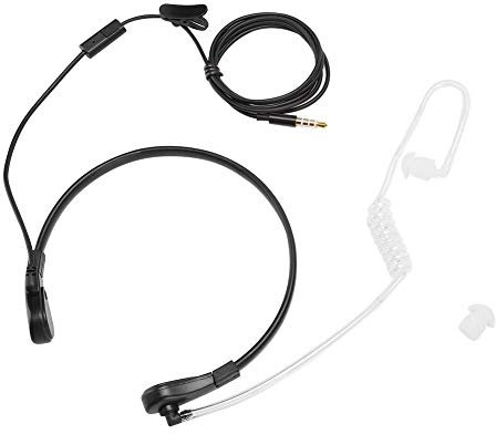 Fdit Auricolare con Microfono per la Gola, In-Ear con Protezione dalle Radiazioni, 3,5 mm, Nero, PTT, Regolabile per Smartphone