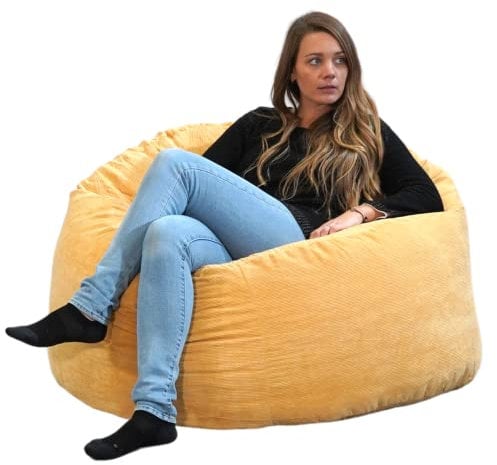 bananair - Sitzsack Cord XXL für Erwachsene und Kinder - Weich und Bequem - Optimale Unterstützung für den Rücken - Sitzsack Sessel mit Füllung, Gaming Bean Bag Chair (100 cm, Gelb)