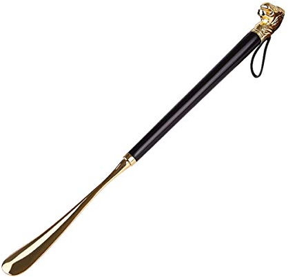 CIEEIN CIEHT Chausse-pied en métal long manche Tête de lion noir 58cm de longueur