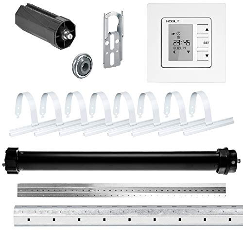 NOBILY Rolladen-Komplett-Set elektronischer Maxi-Rolladenmotor PE5 30/15-60 elektr. Endabschaltung (Zugkraft 75kg) für 60mm Achtkantwelle + Zeitschaltuhr ZS1, bis zu einer Gesamtlänge von 2,75 Meter