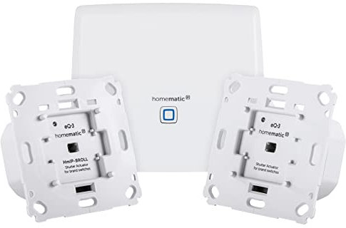 Homematic IP Set mit Smart Home Zentrale CCU3 und 2X Rollladenaktor für Markenschalter
