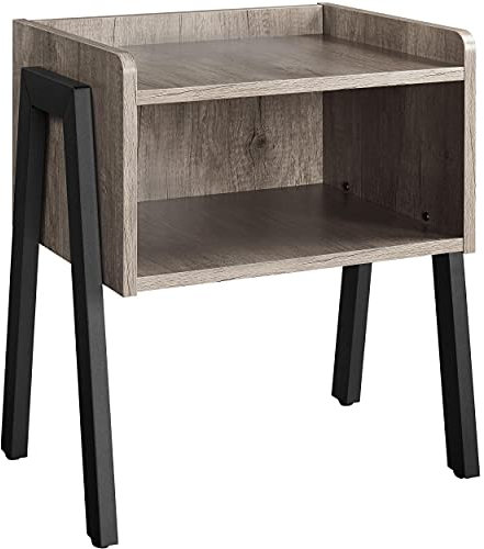 Yaheetech Nachttisch Retro Nachtschrank stapelbarer Nachtkommode Beistelltisch mit offenem Fach stabile Metallbeine Industrie-Design Grau