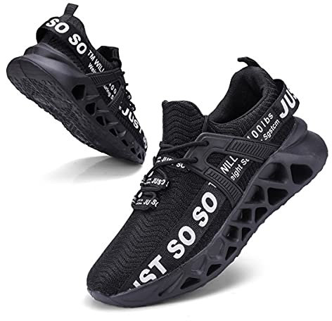 Osheoiso Damen Laufschuhe Sportschuhe Walking Athletic für Frauen Casual Slip Fashion Sports Outdoor-Schuhe Straßenlaufschuhe Schwarz 39 EU