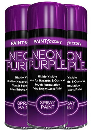 Classic Signature - 3 x Neon Purple 200ML, Spray Paint Aerosol Fluorescent Bright Graffiti (Banksey) Matt Finish