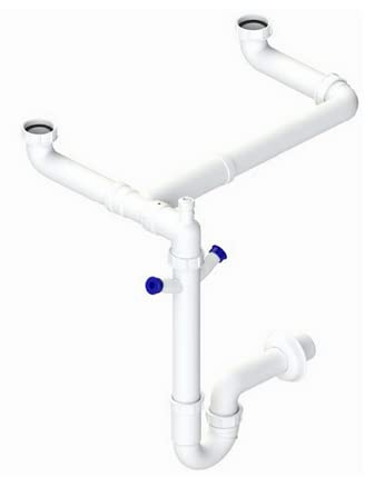 Siphon autonome à 2 voies et 2 fixations lave-vaisselle Sortie DN40