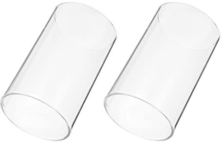 BESPORTBLE 2pcs Hurricanes Candle Holder Sleeve Clear Glass Cylinder Open Both Ends Chimney Tube Open Ended LED Candle Shade Wedding Table Centerpiece Decor 8 * 15cm