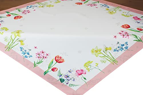 KAMACA Mitteldecke Blumenwiese hochwertiges Druck-Motiv Eyecatcher in Frühling Sommer auch als Osterdeko Ostern Tischläufer Osterhase Garten (Tischdecke 80x80 cm Blumenwiese)