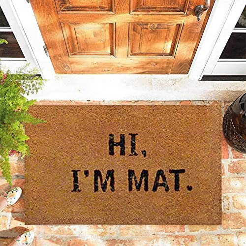 JOOCAR Door Mat Funny Word Hi I'm Mat Door Mats for Indoor, 40x60 cm, Non-slip Entrance Rug Machine Washable Soft Doormats for Kitchen Bathroom Bedroom