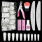 Vernares - Lot de 500 faux ongles - En gel - 10 différentes tailles - Avec colle à ongles, limes à ongles, bloc de brosse à ongles et coupe-ongles