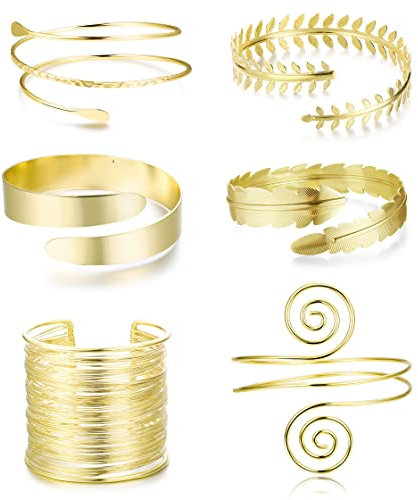 ORAZIO 6 Stück Oberarm Armbänder für Damen Gold Oberarmreif Set Griechische Göttin Schmuck Band Manschette Armband Armreif Griechische Arm Armband Modeschmuck