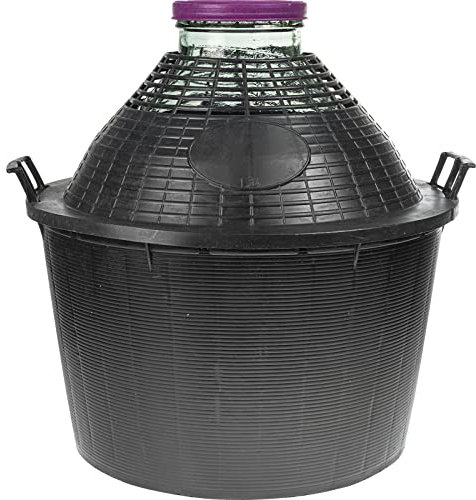 DIAH DO IT AT HOME Fermenteur de ballons à col large en verre de 34 L dans un panier en plastique pour la fabrication de vin
