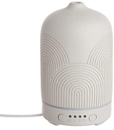 BUTLERS Aroma-Diffuser Cloud Nine - Raumerfrischer mit Keramik-Abdeckung für Duftöle - Diffusor/Luftbefeuchter für ätherische Öle mit Timer-Funktion & LED-Licht in Sieben Farben