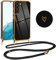 Vauki handyband für Samsung Galaxy S22 Plus 5G Hülle mit Band, Handyhülle mit Kette, Herz Motiv, Ultra Dünn Stoßfeste Aesthetic Case mit Kordel zum Umhängen für Samsung S22+ 5G 6.55, Schwarz