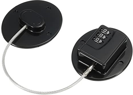 PATIKIL Verrous Porte Adhésif Serrure Réfrigérateur 3 Digit 190mm Long Corde 75x62mm pour Cuisine Appareil Ménager, Meuble, Placard Coulissant, Tiroir avec Forte Adhérence Noir