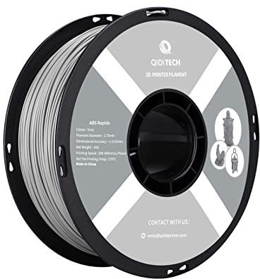 QIDI TECH ABS Rapido Filament 1.75mm, 3D Drucker Filament ABS 1kg Spule (2.2lbs), geeignet für Hochgeschwindigkeitsdruck,Fit die meisten FDM 3D Drucker, hochbeständig,Grau