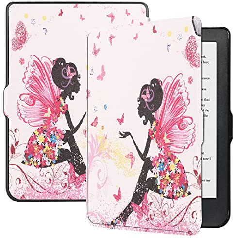 SATURCASE Étui pour Kobo Clara HD, beau cuir PU Flip Folio Ultra mince Léger Housse de protection avec fonction veille/réveil automatique (KN-5)