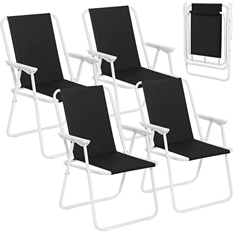 WOLTU Klappstuhl Gartenstuhl 4er-Set, Klappbarer Kunststoff-Stuhl, Campingstuhl Faltbar für Garten & Camping, Angelstuhl Faltstuhl Leichter, Schwarz