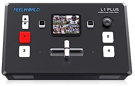 Feelworld L1 PLUS Multi-Kamera Video Mixer Switcher 2 Zoll Touchscreen 4 x HDMI Eingänge USB 2.0 Aufnahme PTZ Steuerung USB 3.0 Schnelles Streaming