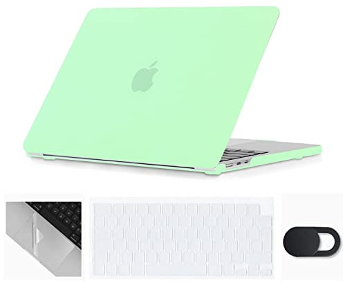 Se7enline Kompatibel mit MacBook Air 15 Zoll Hülle M4 M3 M2 2022–2025 A2941/A3114/A3241 Hard Laptop Cover für Mac Air 15,3 Zoll & Tastatur-Schutzhülle & Webcam-Abdeckung & Trackpad-Schutz, Melonengrün