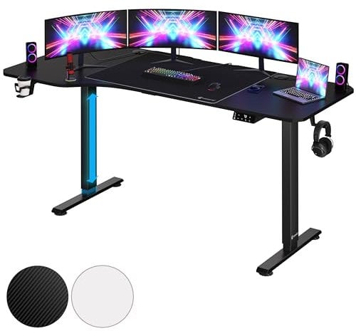 Casaria® Höhenverstellbarer Schreibtisch 160x75 cm mit Unterlage L-Form Elektrisch LCD-Display 73-118cm Stahlgestell Büro Gaming Computer Tisch Schwarz