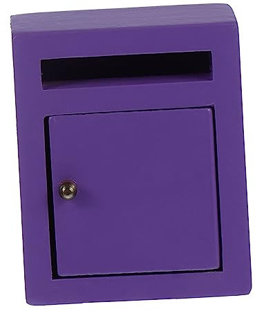 Toyvian Puppenhaus Briefkasten Simulation Briefkasten Spielzeug Mini-briefkastenfigur Miniaturszene Kleine Briefkastenverzierung Miniaturpuppen Möbel Violett Kind Kleiner Briefkasten Holz