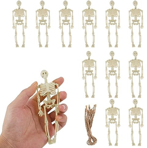 LUTER 12stk Mini-Skelett-Figuren für Dekoration, 14cm Skelette Halloween Mini-Skelettmodell Miniatur-Skelettfiguren zum Basteln von Spukhaus-Zubehör Partygeschenken