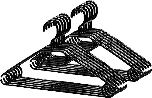 MantraRaj Swivel Clothes Hangers 20 Pack Adult Plastic Coat Hangers for Wardrobe Space Saving Storage Organiser Hangers Nonslip Suit Trouser Bar Lips for Clothes, Coats, Dress, Shirt, Jacket Black