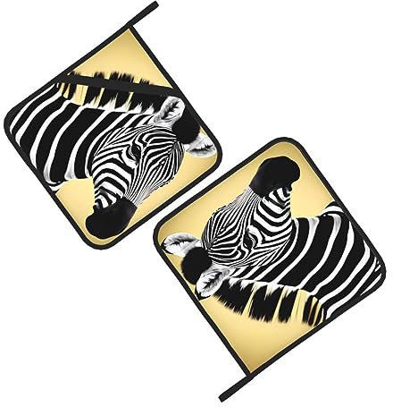 Black And White Zebra Set Of 2pcs Heat-Resistant Pan Mats For Microwave Cooking, Baking, Oven End Plates And Grilling
