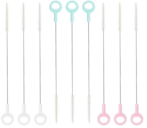 Lot de 9 Goupillon Paille 180x5x5mm, Nettoyeur Paille Brosse Pailles Goupillon pour Pailles Mini Brosses Brosses en Nylon 3 Couleurs Convient pour Biberons Gobelets à Eau Tubes à Essai