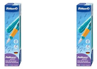 Pelikan 924886 Füller Pelikano Junior für Rechtshänder, Feder A, 1 Set, türkis (Packung mit 2)