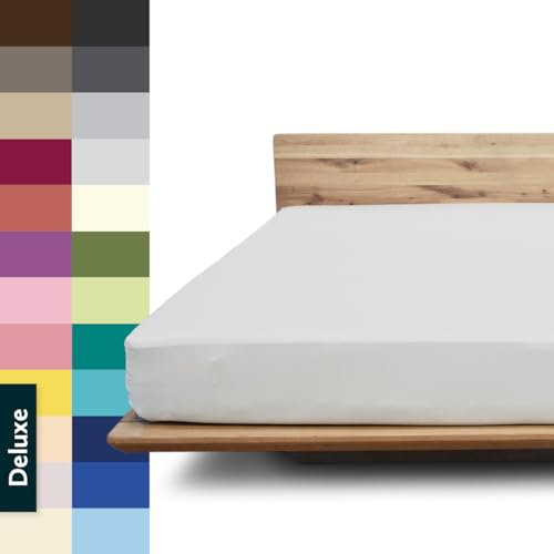 JONA SLEEP® Deluxe Spannbettlaken, Spannbettlaken in Hotelqualität - 240 g/m² - 150 Wäschen Garantie | Made in Austria (Chrom, 180-200 x 200-220 cm)