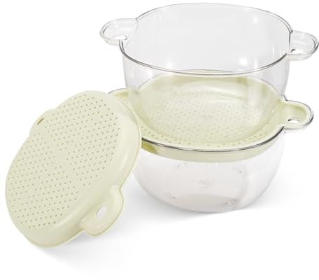 LELE LIFE Scolapasta piccolo con manico, a doppio strato, colino per bacche, mini cestino per frutta per pomodoro ciliegia, fragola, uva, 2 set da 4 pezzi, beige, LJ-188