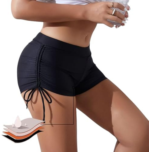 Runmeihe Bas Maillot de Bain Menstruel, Culotte de Bain Menstruelle, Period Swimwear de Sport pour Femmes, Slip de Bain Anti Fuite (FR/ES, Alpha/Lettres, Moyen, Taille Normale, Taille Normale, Black)