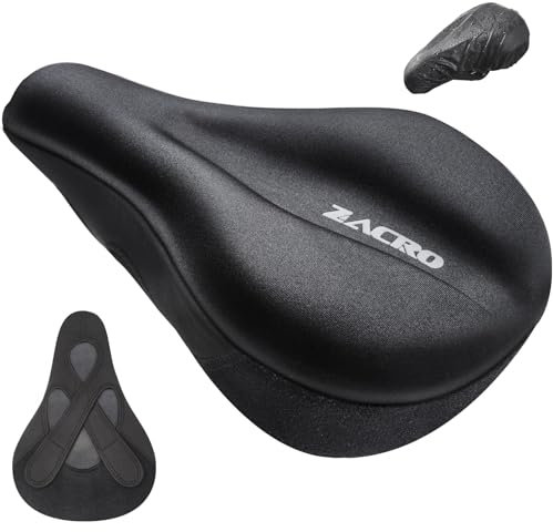Zacro Bike Seat Cushion - Gel Padded Bike Seat Cover for Men & Women Comfort, Adjustable Vel-cro Secure Bicycle Cushion, Upgraded Installation Fit with Peloton, Indoor & Outdoor Bicycle Saddle(11x7)