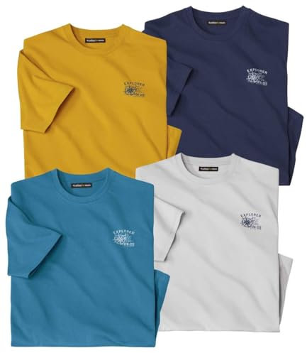 ATLAS FOR MEN - Set di 4 Magliette da Uomo - Collo Rotondo - Maniche Corte - Disponibile nelle Taglie Grandi