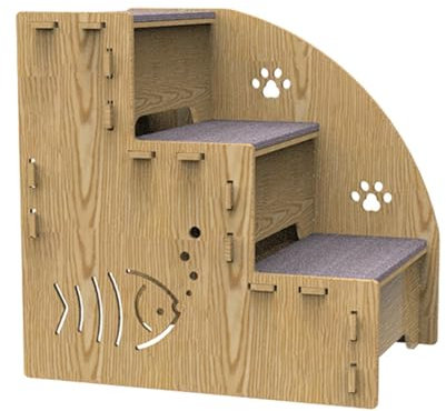 Marchepieds pour petits chiens – Escalier en bois à 3 marches pour canapé haut | Rampe d'intérieur équilibrée pour chien, rampe d'escalier antidérapante pour petits chiens, chats et autres petits