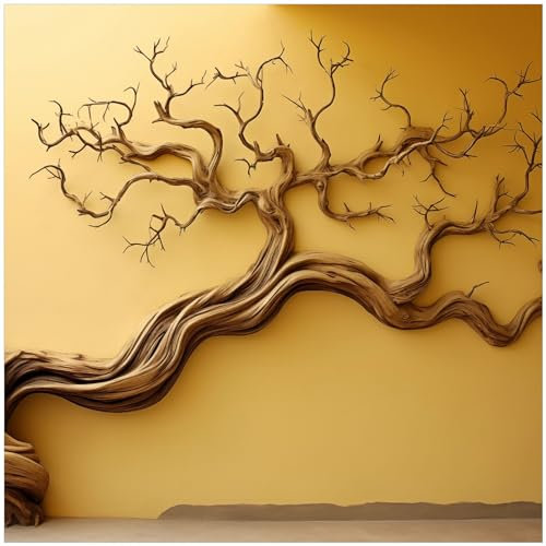 Wallario Glasbild Lebensbaum Skulptur - 50 x 50 cm Wandbilder Glas in Premium-Qualität: Brillante Farben, freischwebende Optik