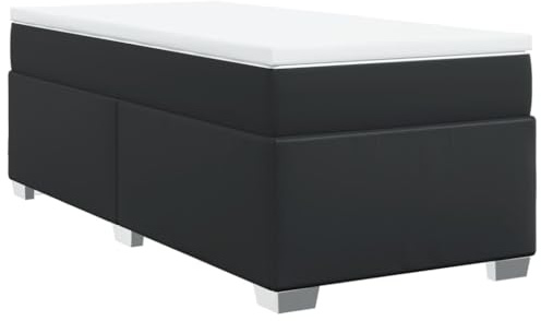 vidaXL Boxspringbett mit Matratze Schwarz 100x200 cm Kunstleder
