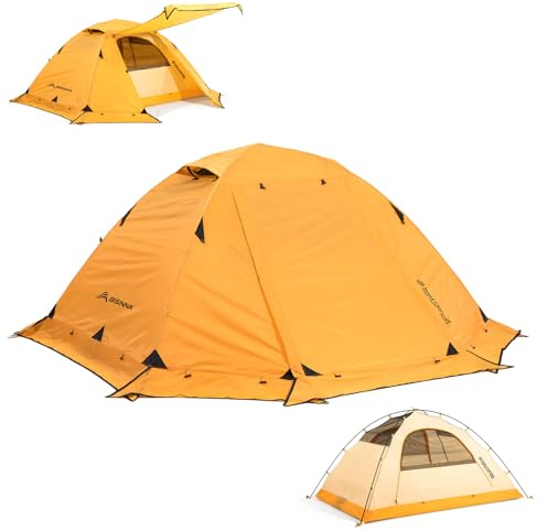 BISINNA 4-Jahreszeiten-Zelt für Rucksackreisen, Winterzelte, 2 Personen, leicht, kaltes Wetter, wasserdicht, doppellagig, Ganzjahreszelt, Aluminium-Legierung, einfache Einrichtung für Camping, Wandern