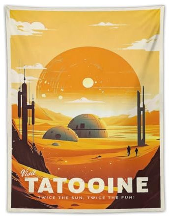 Vintage Moive Minimalistische Star The Wars Tatooine Poster & Drucke, coole Tapisserie, Kunstdrucke, Wandgemälde, Kunstwerke, Wandteppich, hängendes Bild, Geschenk, Schlafzimmer, Heimdekoration, 76,2