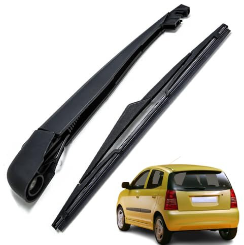 Ruolin Auto Heckscheibenwischer Schwarz, Ersatz Heckwischerarm Wischerarm Hinten + Scheibenwischer Wischer Set Kompatibel mit KIA Picanto 2004-2010