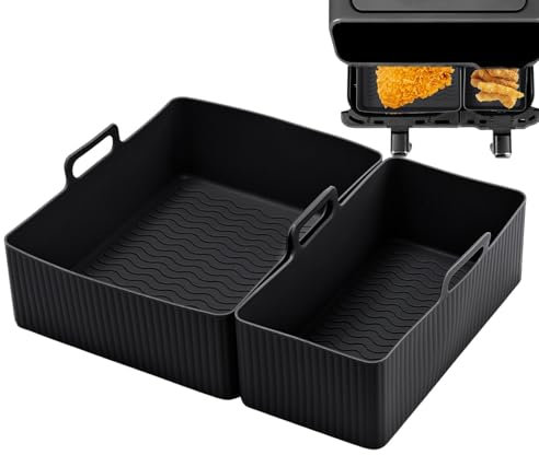 Air Fryer Tray Liners, Silicone Baking Tray, Air Fryer Basket, Non-Stick Baking Tray, Air Fryer Basket Liner, 2 x Baking Tray Oven Accessories, Air Fryer Inserts for Home, Studio, Restaurants