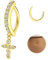 Morfetto Bauchnabelpiercing Gold Chirurgenstahl - Bauchnabelpiercing Ring Zirkonia Perle Bauchnabel Piercing Mit Anhänger Clicker Dangle Bauchnabel Piercing Schmuck 14G Golden-Kreuz